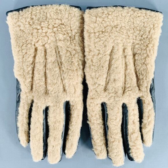 CARVEN Size 9 Tan Black Sheep Leather Alpaca Blend Gloves - Picture 1 of 3